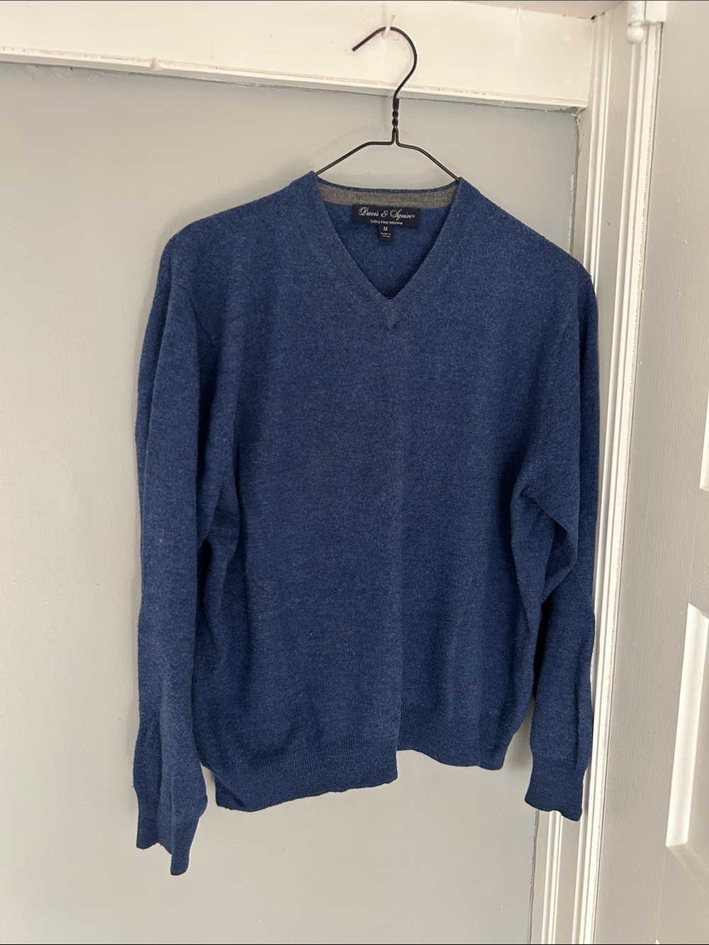 Classic Men's V-Neck Sweater in Navy by Tom & John